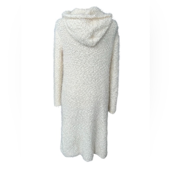 5/$25 Poof Apparel soft cozy ivory hooded long duster cardigan size small - Picture 2 of 11